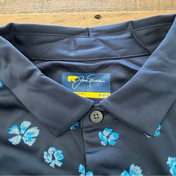 Jack Nicklaus Men's Black Floral Polo Shirt - Picture 4 of 6